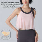 New Arrival Sexy Cute Sports Camisole with Bra and Flowy Mesh Cover X Drawstring Shoulder Strap, High Aesthetic Sports Vest Casual Loose Fit Fitness Yoga Top