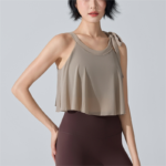 New Arrival Sexy Cute Sports Camisole with Bra and Flowy Mesh Cover X Drawstring Shoulder Strap, High Aesthetic Sports Vest Casual Loose Fit Fitness Yoga Top