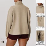 New Fancy Thermal Winter Outfits Insulated Outerwear Jacket for Women, Wholesale Polar Fleece Long Sleeve Stand Collar Coat with Side Zipper Pockets