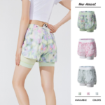 New Fashion Camo Patterned 2 in 1 Quick Dry Running Shorts for Women, Lightweight Athletic Workout Gym Yoga Shorts with Liner + Back Phone Pockets