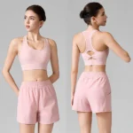 New Fashion Design 2PCS Premium Tennis Sportswear Workout Clothes for Women, High Impact Sports Bra with Mesh Panels + 2 in 1 Running Shorts Pickleball Outfits