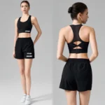 New Fashion Design 2PCS Premium Tennis Sportswear Workout Clothes for Women, High Impact Sports Bra with Mesh Panels + 2 in 1 Running Shorts Pickleball Outfits