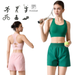 New Fashion Design 2PCS Premium Tennis Sportswear Workout Clothes for Women, High Impact Sports Bra with Mesh Panels + 2 in 1 Running Shorts Pickleball Outfits