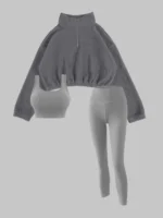 New Half Zipper Sweater Yoga Set High Neck Hoodie 3 Piece Fitness Suit Fashion Vest and Pants Gym Clothes for Women's Sports Wear