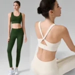 New Listing 2PCS Sexy Ladies High Impact Pilates Fitness Clothing for Women, Strappy Back Sports Running Bra + High Waisted Yoga Leggings Fancy Activewear