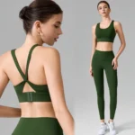 New Listing 2PCS Sexy Ladies High Impact Pilates Fitness Clothing for Women, Strappy Back Sports Running Bra + High Waisted Yoga Leggings Fancy Activewear