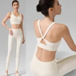 New Listing 2PCS Sexy Ladies High Impact Pilates Fitness Clothing for Women, Strappy Back Sports Running Bra + High Waisted Yoga Leggings Fancy Activewear
