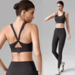 New Listing 2PCS Sexy Ladies High Impact Pilates Fitness Clothing for Women, Strappy Back Sports Running Bra + High Waisted Yoga Leggings Fancy Activewear