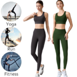 New Listing 2PCS Sexy Ladies High Impact Pilates Fitness Clothing for Women, Strappy Back Sports Running Bra + High Waisted Yoga Leggings Fancy Activewear