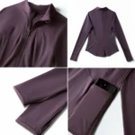 New Listing 3PCS Set High End Lulu Styles Slim Fit Tracksuit for Women, Zipper Jacket with Jacket + Cross Back Sports Bra + Leggings with Fancy Waved Hem