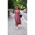 Print Dress Women Casual Long Dresses Split Sexy Lace Up V Neck Short Sleeve A Line Female Vestidos Maxi Gown 2025 Summer