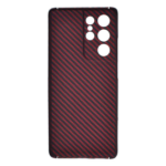 Red Color Twill Style Aramid Fiber Carbon Fiber Phone Case for Samsung Galaxy S21 Ultra