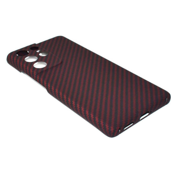 Red Color Twill Style Aramid Fiber Carbon Fiber Phone Case for Samsung Galaxy S21 Ultra