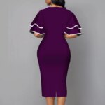 Robe élégante pour femmes, mode d'été, col en V, manches courtes, Sexy, Slim, Vintage, Patchwork, décontractée, robes de soirée, 2021