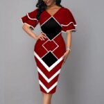 Robe élégante pour femmes, mode d'été, col en V, manches courtes, Sexy, Slim, Vintage, Patchwork, décontractée, robes de soirée, 2021