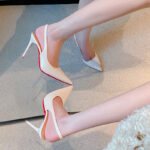 Spot 2025 pointed black sexy patent leather toe-strap sandals for women with feminine temperament and non-tiring feet high heels