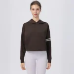 Tianchen Custom Plus Size Quick Drying Athletic Hoodie with Contrast Strips for Women, Oversized Sweatshirts Cropped Long Sleeve Sportswear Hoodies
