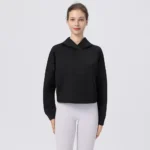 Tianchen Custom Plus Size Quick Drying Athletic Hoodie with Contrast Strips for Women, Oversized Sweatshirts Cropped Long Sleeve Sportswear Hoodies