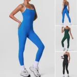 Tianchen Factory New Design Sleeveless Sexy Square Neck Workout Jumpsuits for Women, Cute Color-Blocked Yoga and Pilates Fitness Romper Dance Unitard