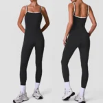 Tianchen Factory New Design Sleeveless Sexy Square Neck Workout Jumpsuits for Women, Cute Color-Blocked Yoga and Pilates Fitness Romper Dance Unitard