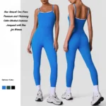 Tianchen Factory New Design Sleeveless Sexy Square Neck Workout Jumpsuits for Women, Cute Color-Blocked Yoga and Pilates Fitness Romper Dance Unitard