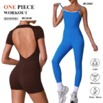 Tianchen Factory New Design Sleeveless Sexy Square Neck Workout Jumpsuits for Women, Cute Color-Blocked Yoga and Pilates Fitness Romper Dance Unitard