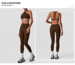 Tianchen Wholesale Newest Fashion 2PCS Sexy Yoga Workout Set for Woman, Strappy Back and Cross Over Front Sports Bra with V Back Gym Leggings Scrunch Gym Wear