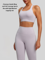 Top Selling 2PCS High Quality Gym Outfits Activewear for Women, Medium Support Cross Back Sports Bra with Seamless Front Athletic Leggings Fashion Workout Set