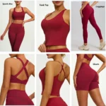 Top Selling 2PCS High Quality Gym Outfits Activewear for Women, Medium Support Cross Back Sports Bra with Seamless Front Athletic Leggings Fashion Workout Set