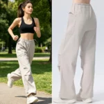 Top Selling Women's Lightweight Baggy Hiking Pants with Large Capacity Side Pockets, Custom Logo Quick Drying Cargo Parachute Pants with Adjustable Cuff