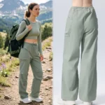 Top Selling Women's Lightweight Baggy Hiking Pants with Large Capacity Side Pockets, Custom Logo Quick Drying Cargo Parachute Pants with Adjustable Cuff