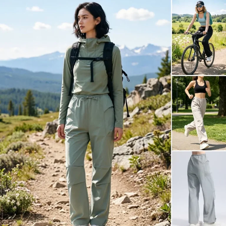 Top Selling Women's Lightweight Baggy Hiking Pants with Large Capacity Side Pockets, Custom Logo Quick Drying Cargo Parachute Pants with Adjustable Cuff