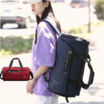 Unisex Rolling Travel Duffle Bag Water-Resistant Oxford Wet Dry Compartment Lockable Trolley Strap Versatile Carry-on
