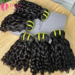 Wholesale 12A Grade12 Inches Brazilian Double Drawn Human Hair Bundles Virgin Short Pixie Curly Hair Extension