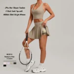 Wholesale 2PCS Matching Athletic Clothing Set Premium Stretchy Pickleball Fitness Wear for Women, Cute V Neck Tank Tops + Golf Skirt with Liner Shorts + Pocket