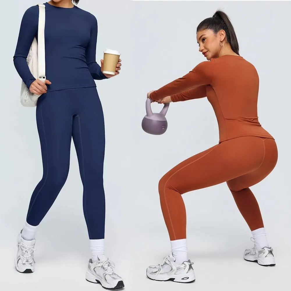 Wholesale 2PCS Premium Athletic Sets Casual Sports Wear for Women, High Waisted Booty Leggings with Matching Long Sleeve Shirts Slim Fit Sweatsuits Wholesale 2PCS Premium Athletic Sets Casual Sports Wear for Women, High Waisted Booty Leggings with Matching Long Sleeve Shirts Slim Fit Sweatsuits