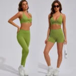 Wholesale 3 PCS Butt Lifting Workout Sets Trendy Gym Wear for Women, Halter Sports Bras + Gym Shorts + Exercise Leggings Yoga and Pilates Outfits