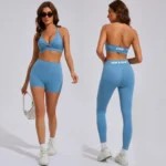 Wholesale 3 PCS Butt Lifting Workout Sets Trendy Gym Wear for Women, Halter Sports Bras + Gym Shorts + Exercise Leggings Yoga and Pilates Outfits