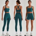 Wholesale 3PCS Premium Comfort High End Yoga Fitness Wear for Woman, Cross Back Sports Bra + High Waisted Shorts + Running Leggings Workout Clothing