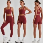 Wholesale 3PCS Premium Comfort High End Yoga Fitness Wear for Woman, Cross Back Sports Bra + High Waisted Shorts + Running Leggings Workout Clothing