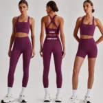 Wholesale 3PCS Premium Comfort High End Yoga Fitness Wear for Woman, Cross Back Sports Bra + High Waisted Shorts + Running Leggings Workout Clothing