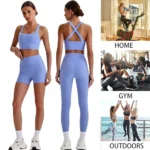 Wholesale 3PCS Premium Comfort High End Yoga Fitness Wear for Woman, Cross Back Sports Bra + High Waisted Shorts + Running Leggings Workout Clothing