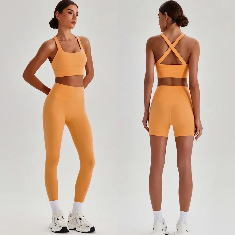 Wholesale 3PCS Premium Comfort High End Yoga Fitness Wear for Woman, Cross Back Sports Bra + High Waisted Shorts + Running Leggings Workout Clothing Wholesale 3PCS Premium Comfort High End Yoga Fitness Wear for Woman, Cross Back Sports Bra + High Waisted Shorts + Running Leggings Workout Clothing
