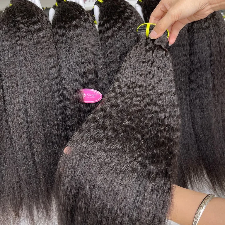 Wholesale Brazilian Hair Weave Double Machine Weft Natural Color Raw Virgin Cuticle Aligned Afro Kinky Straight Hair Weave Bundles