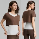 Wholesale Latest Stylish Color-Blocked Exercise T Shirt for Women, Trendy Crewneck 2 in 1 Tee Shirts Fake Two-Piece Short Sleeve Activewear Tops