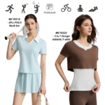 Wholesale Latest Stylish Color-Blocked Exercise T Shirt for Women, Trendy Crewneck 2 in 1 Tee Shirts Fake Two-Piece Short Sleeve Activewear Tops