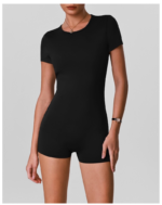Wholesale New Attractive Backless and Comfortable One Piece Activewear Romper with Bra, Short Sleeve Casual Crewneck T-Shirt Top Yoga Bodysuit for Ladies