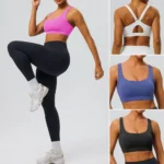 Wholesale Premium Soft High Support Wireless Sports Bra for Women, High Impact Sports Bralette Push up Racerback Workout Running Top with Adjustable Strap