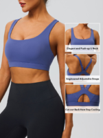 Wholesale Premium Soft High Support Wireless Sports Bra for Women, High Impact Sports Bralette Push up Racerback Workout Running Top with Adjustable Strap