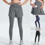 Wholesale Upto 4XL Plus Size High-Waisted Skirted Running Leggings for Women, Lifestyle Exercise Pants with Breathable Skirt Cover and Side Pocket